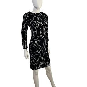 BITTE KAI RAND Black White Abstract Marble Stretch Pencil Dress XS